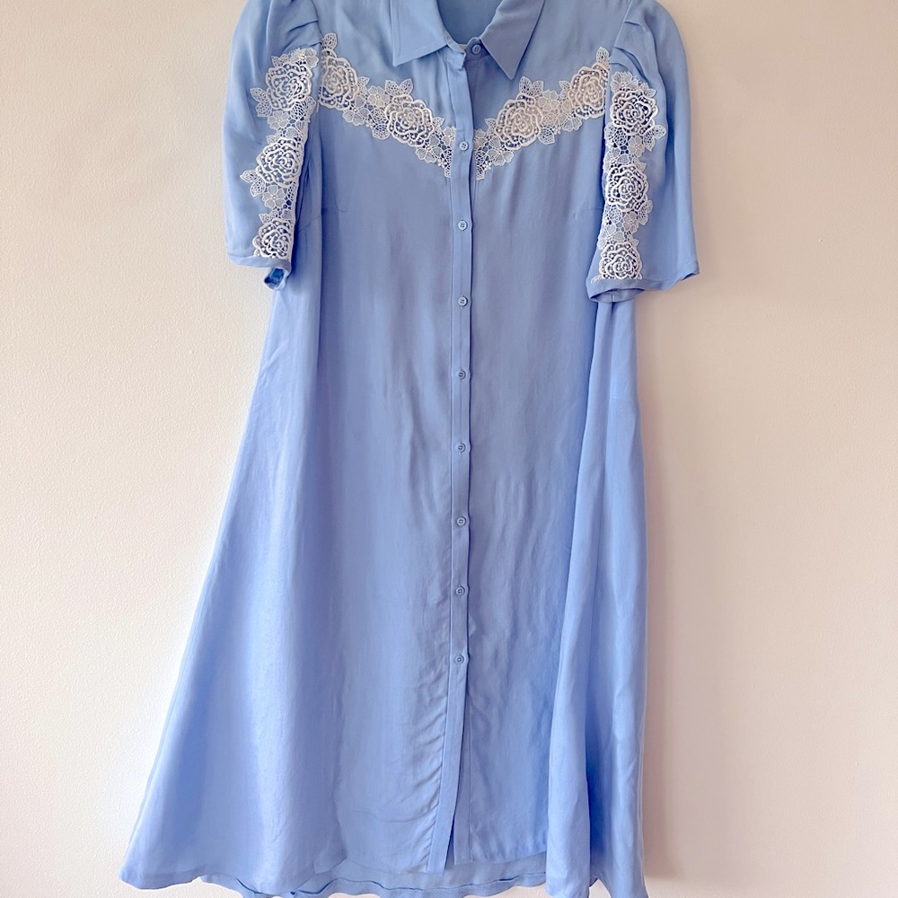 Sandro Light Blue Button Up Shirt Dress